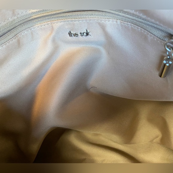 The Sak Crochet Style Shoulder Bag Tote Blue with Floral Design Coastal - Picture 8 of 8